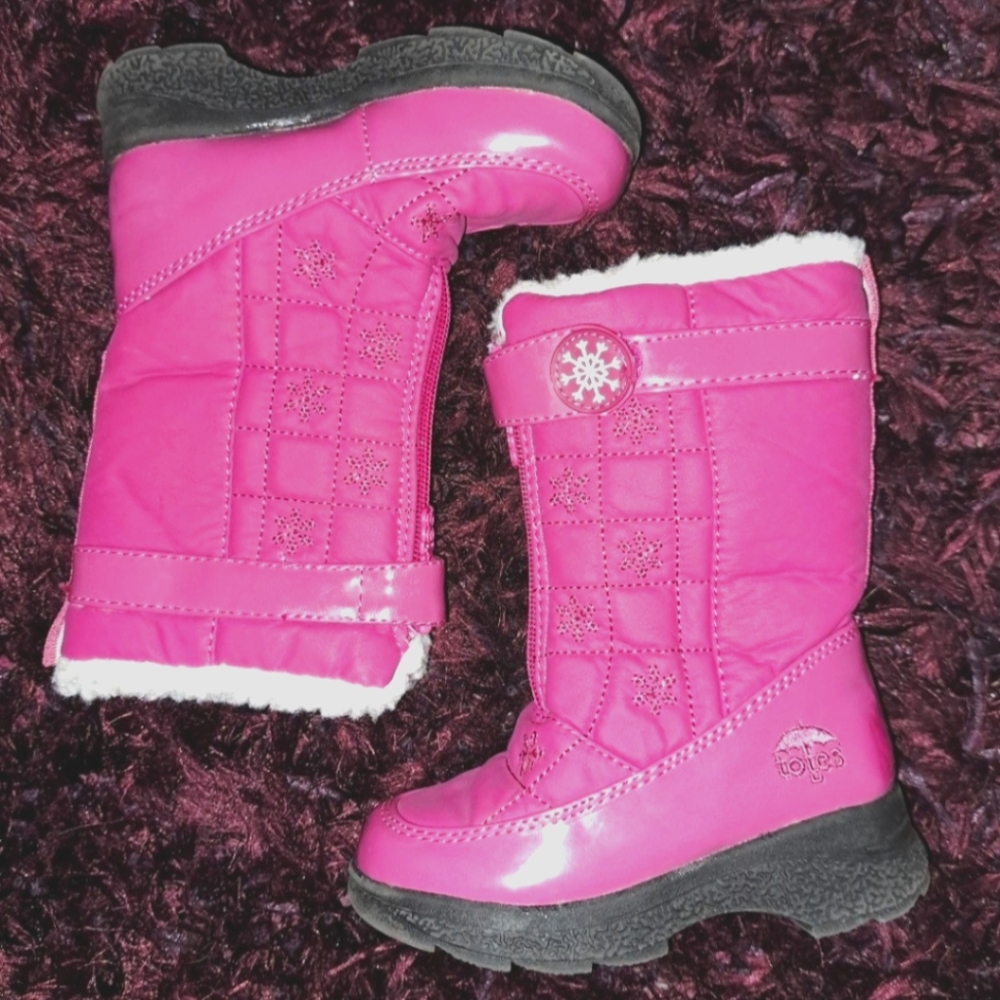 Totes Girls Size 8 Velcro Pink Snow Boots